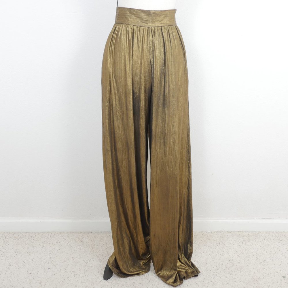 FKSP Made in Los Angeles Gold Black Metallic High Waist Wide Leg XS Disco Pant